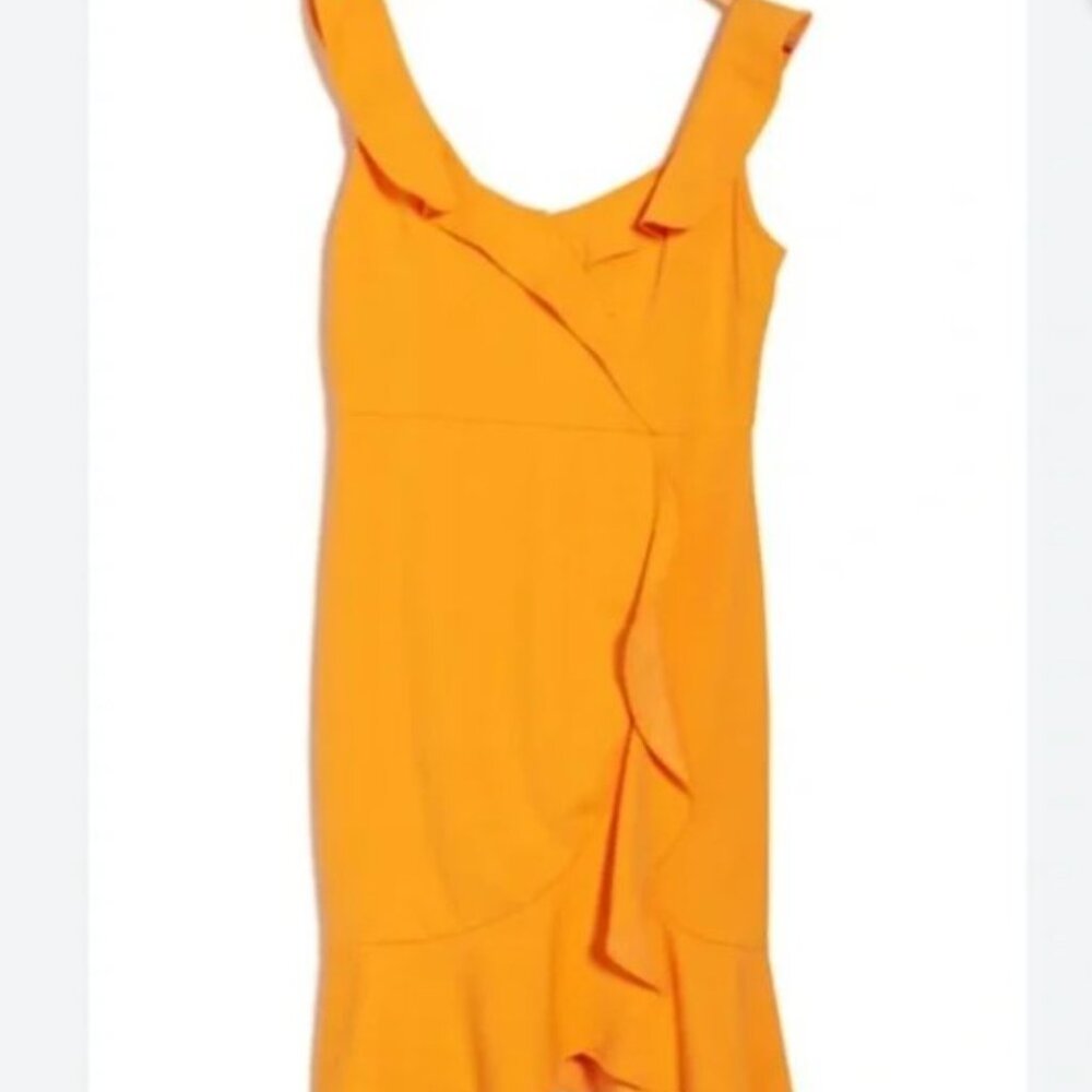 Laundry By Shelli Segal - Wrap Mini Dress, 6, VERMILLION ORANGE